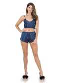 Pijamale dama din satin din doua piese, bleumarin PIZ276 - Magazin online - Boutique